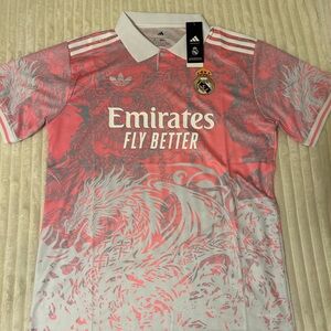 Adidas Real Madrid Pink and White Dragon Jersey